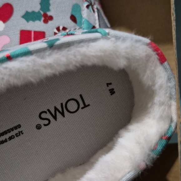 Christmas👣TOM'S 🌱ALPARGATA Deck the Halls Sherpa Lined Espadrilles - Picture 9 of 12